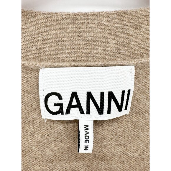 CRYSTAL-BUTTON SLEEVELESS CASHMERE CARDIGAN IN BRAZILIAN SAND Sz S - Picture 6 of 7